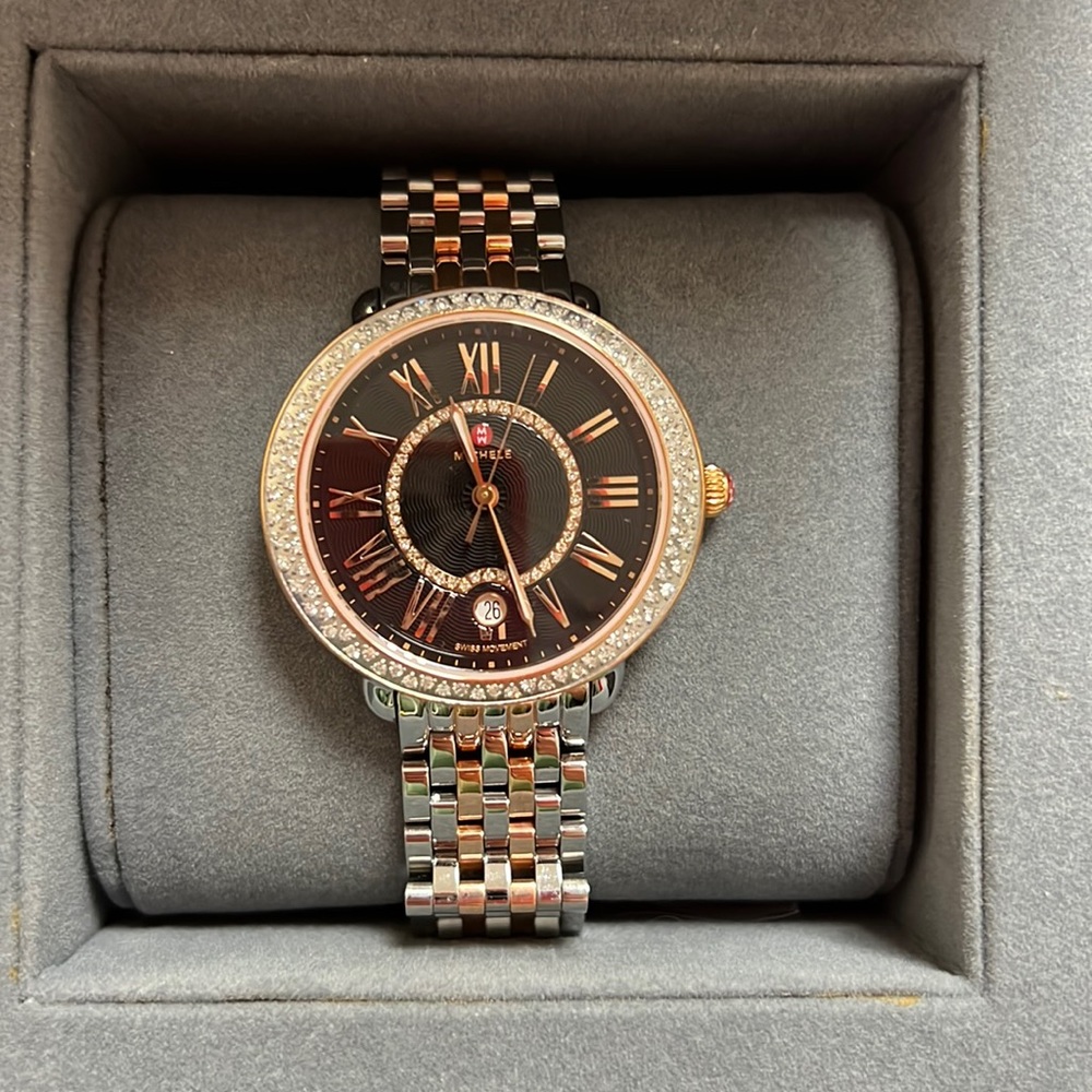 Michele Two-Tone Rose Gold Watch